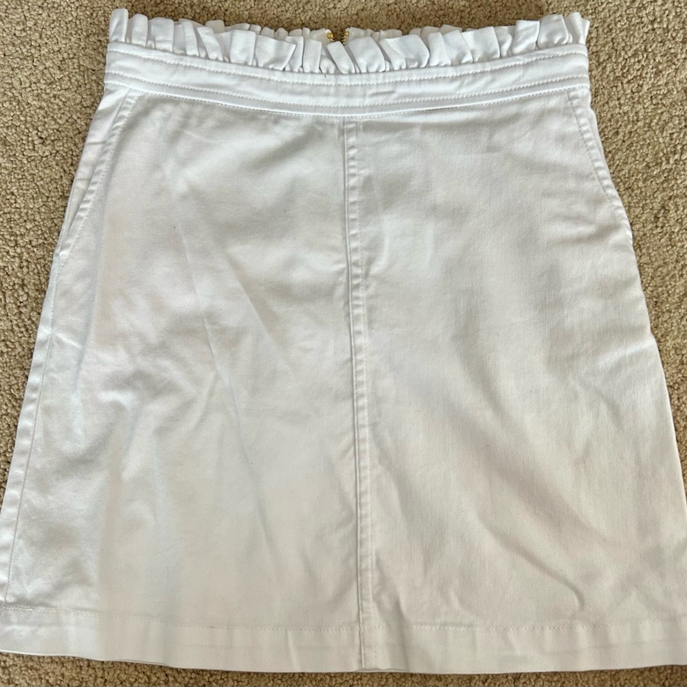 Draper James White A-Line Skirt with Ruffled Waist